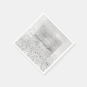 Serviette En Papier Parties scintillant argentée Mariage noir monochro (Coin)