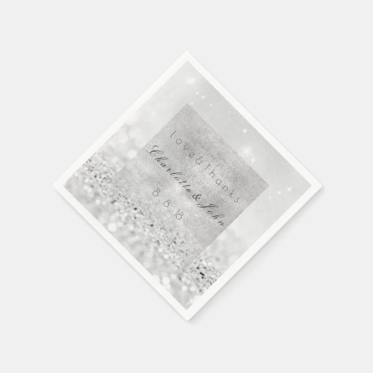 Serviette En Papier Parties scintillant argentée Mariage noir monochro (Coin)