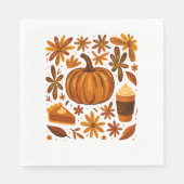 Serviette En Papier Parties scintillant Automne Floral Citrouille Than (Devant)