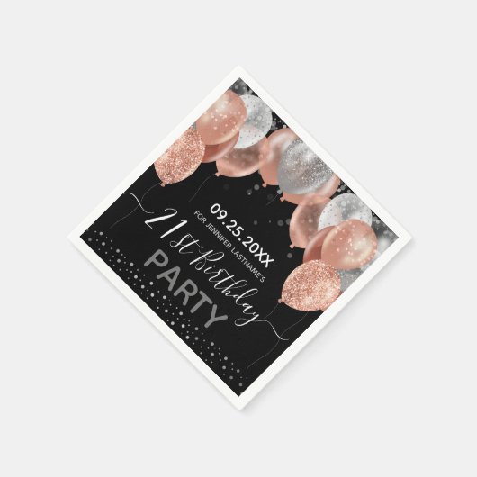 Serviette En Papier Parties scintillant Ballons 21e fête d'anniversair (Coin)