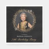 Serviette En Papier Parties scintillant Black Gold 70e fête d'annivers (Devant)