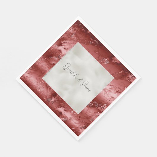 Serviette En Papier Parties scintillant blanche perle Marbre rouge Omb (Coin)
