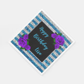 Serviette En Papier Parties scintillant bleu argent rayures violet Ros (Coin)