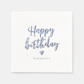 Serviette En Papier Parties scintillant bleu étincelante heureux anniv (Devant)