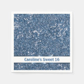 Serviette En Papier Parties scintillant Bleu Faux Regarder avec texte  (Devant)