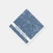 Serviette En Papier Parties scintillant Bleu Faux Regarder avec texte  (Coin)