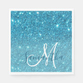 Serviette En Papier Parties scintillant bleu moderne éclaboussures Nom (Devant)