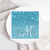 Serviette En Papier Parties scintillant bleu moderne éclaboussures Nom