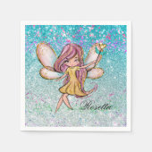 Serviette En Papier Parties scintillant bleu pourpre d'or de fille Éti (Devant)