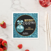 Serviette En Papier Parties scintillant bleu turquoise Dîner annuel No (En situation)