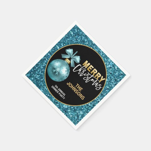 Serviette En Papier Parties scintillant bleu turquoise Dîner annuel No (Coin)