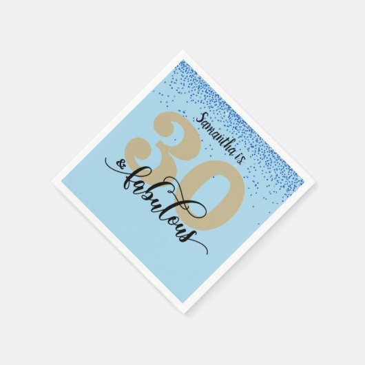 Serviette En Papier Parties scintillant bleue 30 et Fabuleux fête d'an (Coin)