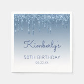 Serviette En Papier Parties scintillant Bleue Chic Drift fête d'annive (Devant)