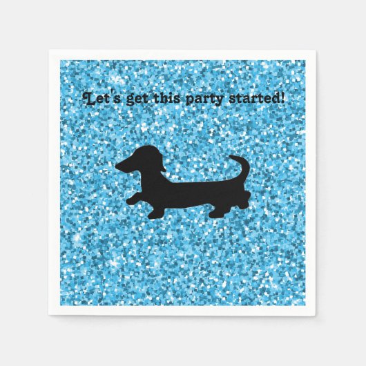 Serviette En Papier Parties scintillant bleue Dachshund Papier serviet (Devant)