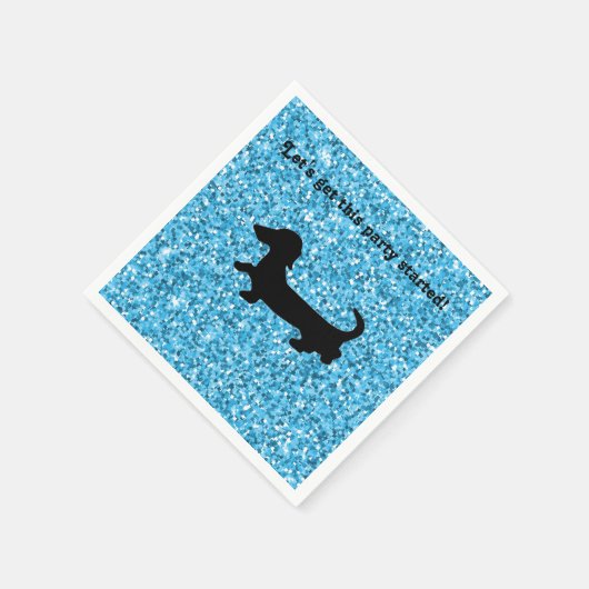 Serviette En Papier Parties scintillant bleue Dachshund Papier serviet (Coin)