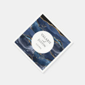 Serviette En Papier Parties scintillant bleue en marbre Mariage servie (Coin)