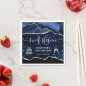 Serviette En Papier Parties scintillant bleue et argent Agate Marbre d (En situation)