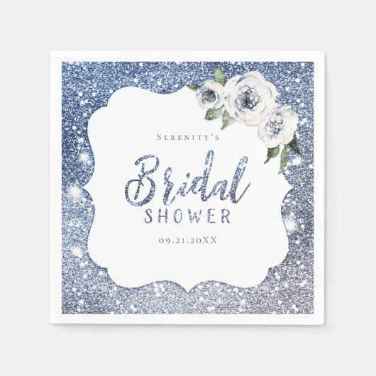 Serviette En Papier Parties scintillant bleue étincelante et douche nu (Devant)