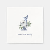 Serviette En Papier Parties scintillant bleue étincelante et fleurie 1 (Devant)