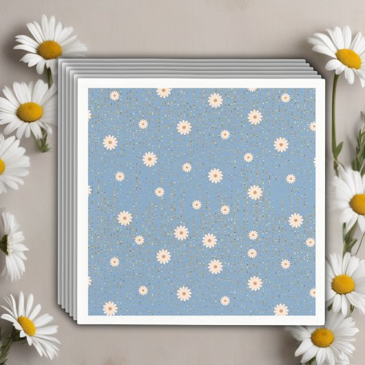 Serviette En Papier Parties scintillant bleue Golden Daisy Baby shower