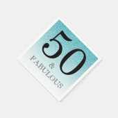 Serviette En Papier Parties scintillant bleue Ombre 50 et fabuleux 50e (Coin)