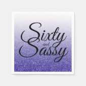 Serviette En Papier Parties scintillant bleue Ombre 60 et Sassy 60e an (Devant)