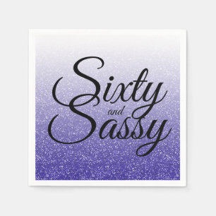 Serviette En Papier Parties scintillant bleue Ombre 60 et Sassy 60e an