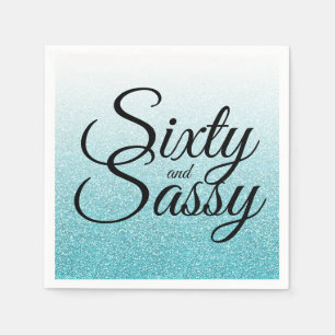 Serviette En Papier Parties scintillant bleue Ombre 60 et Sassy 60e an