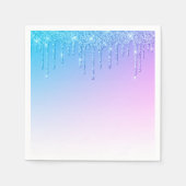 Serviette En Papier Parties scintillant bleue Ombré Glam Sparkles Part (Devant)