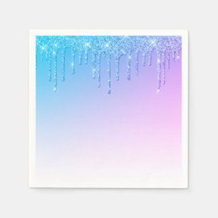 Serviette En Papier Parties scintillant bleue Ombré Glam Sparkles Part