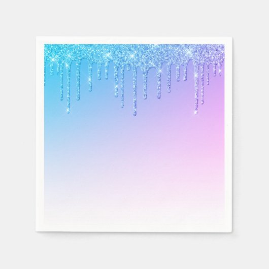 Serviette En Papier Parties scintillant bleue Ombré Glam Sparkles Part (Devant)