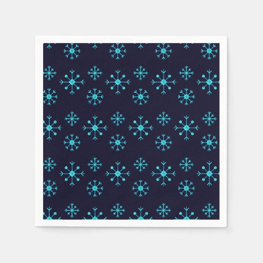 Serviette En Papier Parties scintillant bleue Snowflakes Naples (Devant)