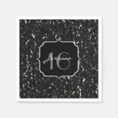 Serviette En Papier Parties scintillant brillante noire et blanche Dou (Devant)