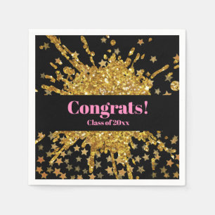 Serviette En Papier Parties scintillant brillante rose or amusant graf