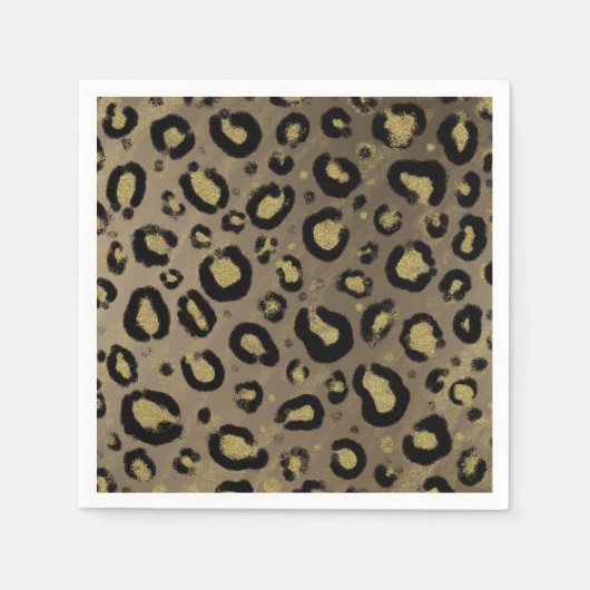 Serviette En Papier Parties scintillant Brown en or et Cheetah léopard (Devant)