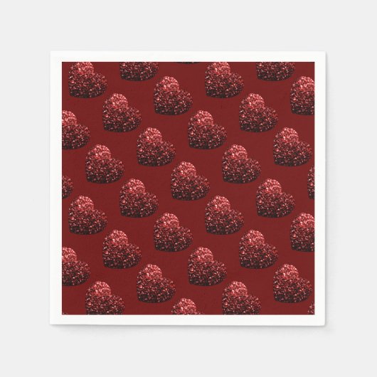 Serviette En Papier Parties scintillant cardiaque scintille motif roug (Devant)