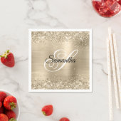 Serviette En Papier Parties scintillant Champagne Foil Fancy Monogramm (En situation)