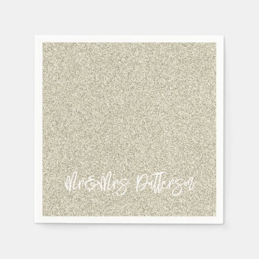 Serviette En Papier Parties scintillant Champagne Mr&Mrs NAME Elegant (Devant)