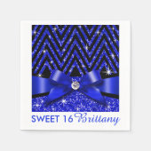 Serviette En Papier Parties scintillant Chevron Bling Diamond Bow | sa (Devant)