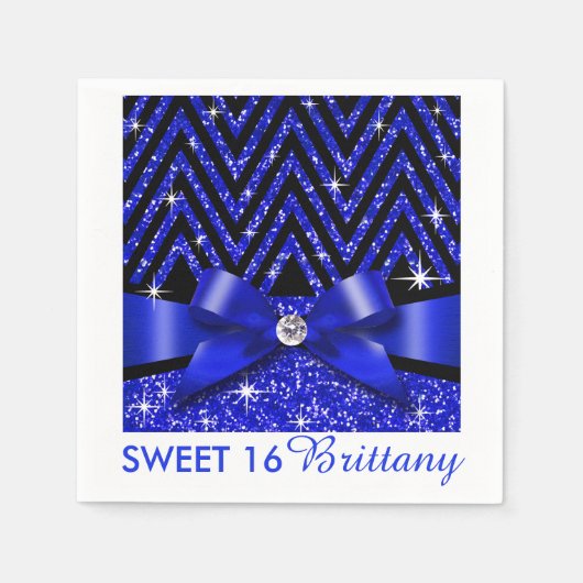 Serviette En Papier Parties scintillant Chevron Bling Diamond Bow | sa (Devant)