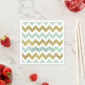 Serviette En Papier Parties scintillant Chevron Mint et Gold Faux (En situation)