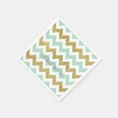 Serviette En Papier Parties scintillant Chevron Mint et Gold Faux (Coin)
