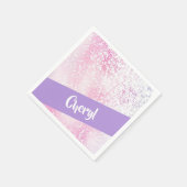 Serviette En Papier Parties scintillant claire violette, rose et blanc (Coin)
