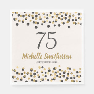 Serviette En Papier Parties scintillant Confetti en or noir 75e annive