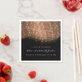Serviette En Papier Parties scintillant Cuivre noir blanc Merci Nom (En situation)