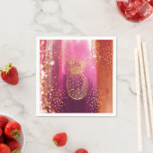 Serviette En Papier Parties scintillant d'ananas rose (En situation)