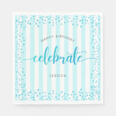 Serviette En Papier Parties scintillant d'anniversaire turquoise point (Devant)