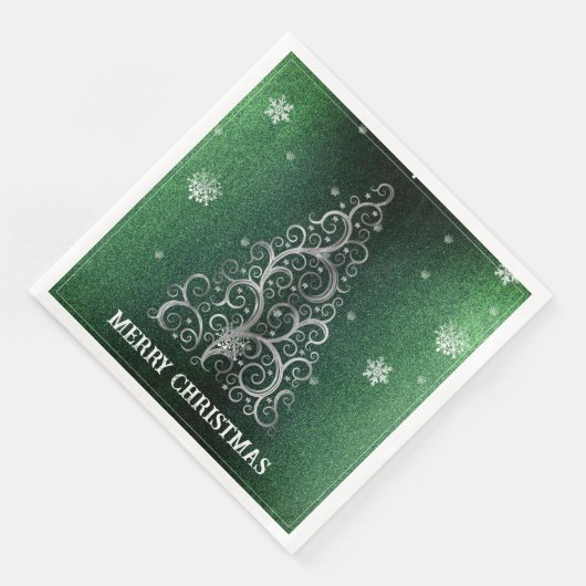 Serviette En Papier Parties scintillant d'arbre de Noël et flocons de (Coin)