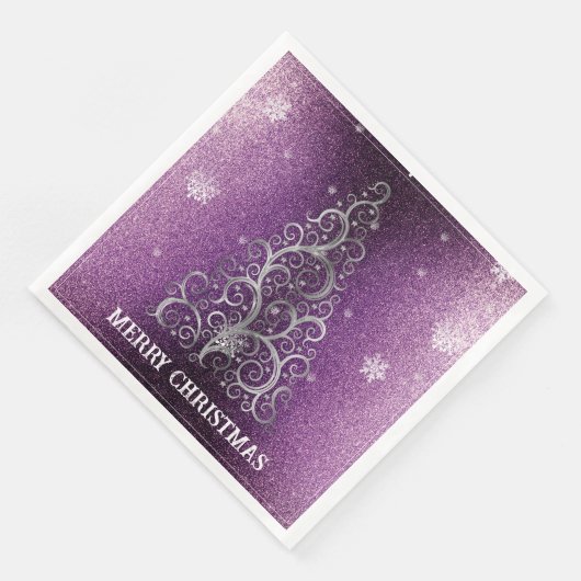 Serviette En Papier Parties scintillant d'arbre de Noël et flocons de (Coin)