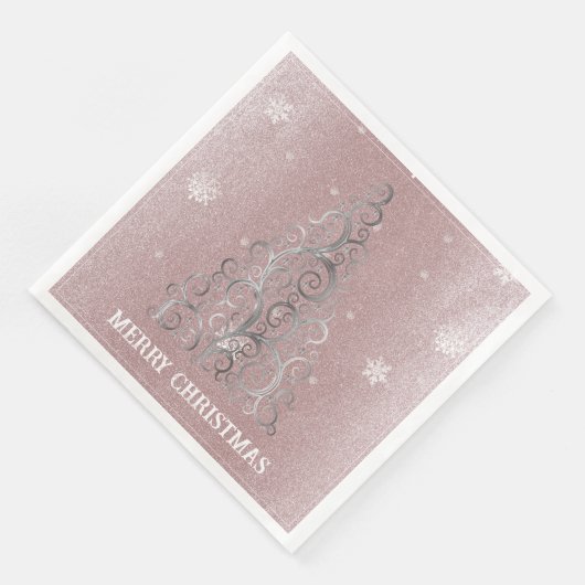 Serviette En Papier Parties scintillant d'arbre de Noël et flocons de  (Coin)